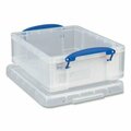 Really Useful Box Snap-Lid Storage Bin, 2.14 Gal, 11in x 14in x 5in, Clear/blue, 5PK 81CPK5CB